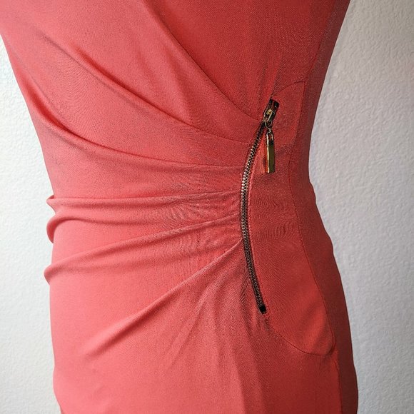 Coral Side Ruched Dress by Carmen Marc Valvo- Size M - Picture 2 of 6